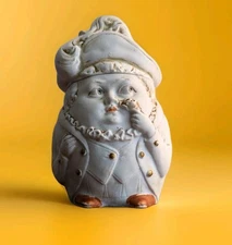 VTG German Humidor Bisque Porcelain Figural Man Lidded Jar 5.5 in