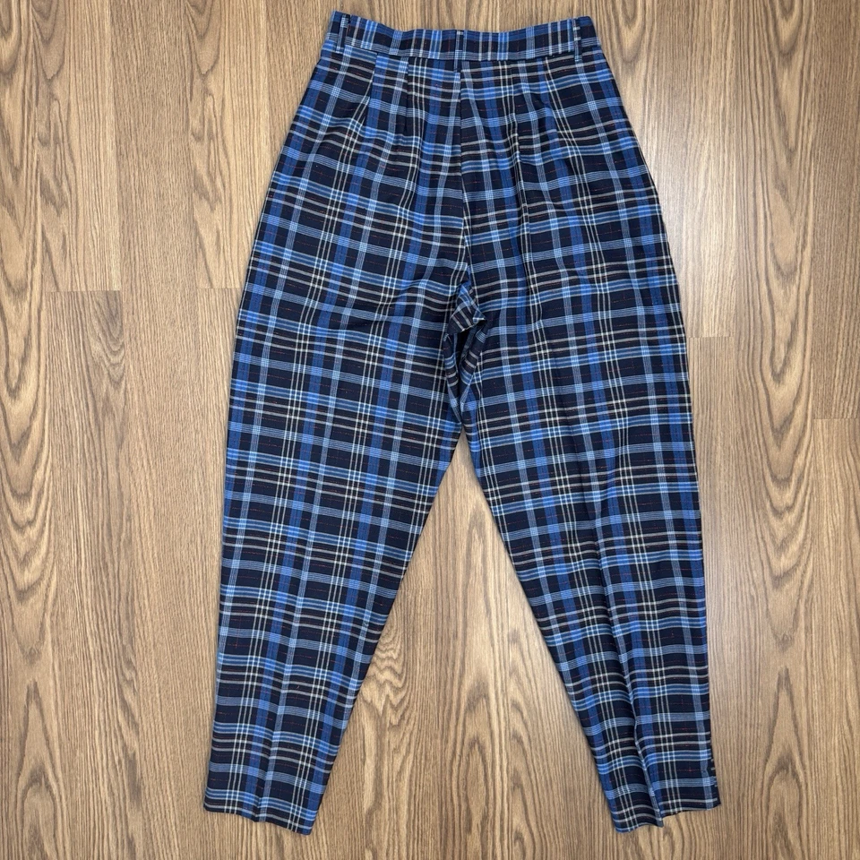 Pantalones Clones Clones Años 80 De Colección Para Mujer 12* Azul A Cuadros Plisado tiro Alto Grunge Punk Foto 4 de 4