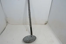 Vintage  Ice Fishing Metal Skimmer Ladle Strainer 5" Scoop   21" Long #2