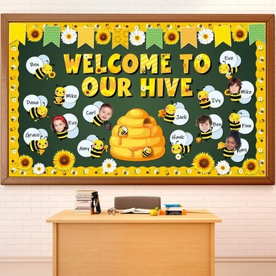 Bee Bulletin Board Decorations Set Bee Sunflower Paper Name Tags Paper Cutout...
