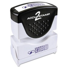 Accu Stamp2 Pre Ink Blue Rubber Stamp Ergonomic Dust Cover One Handed Operation