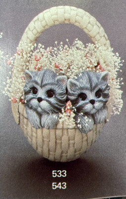 VINTAGE CLAY MAGIC CERAMIC MOLD #J-543/533 WICKER BASKET/KITTEN ATTACHMENT