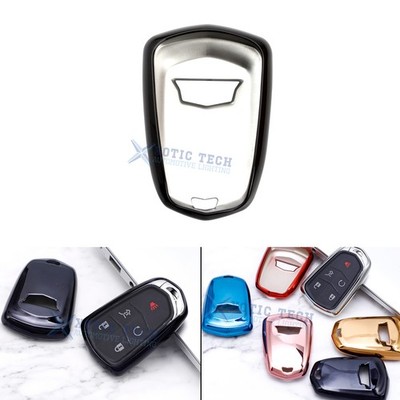 Black Soft TPU Smart Keyless Entry Key Fob Cover for Cadillac ATS CT6 Escalade