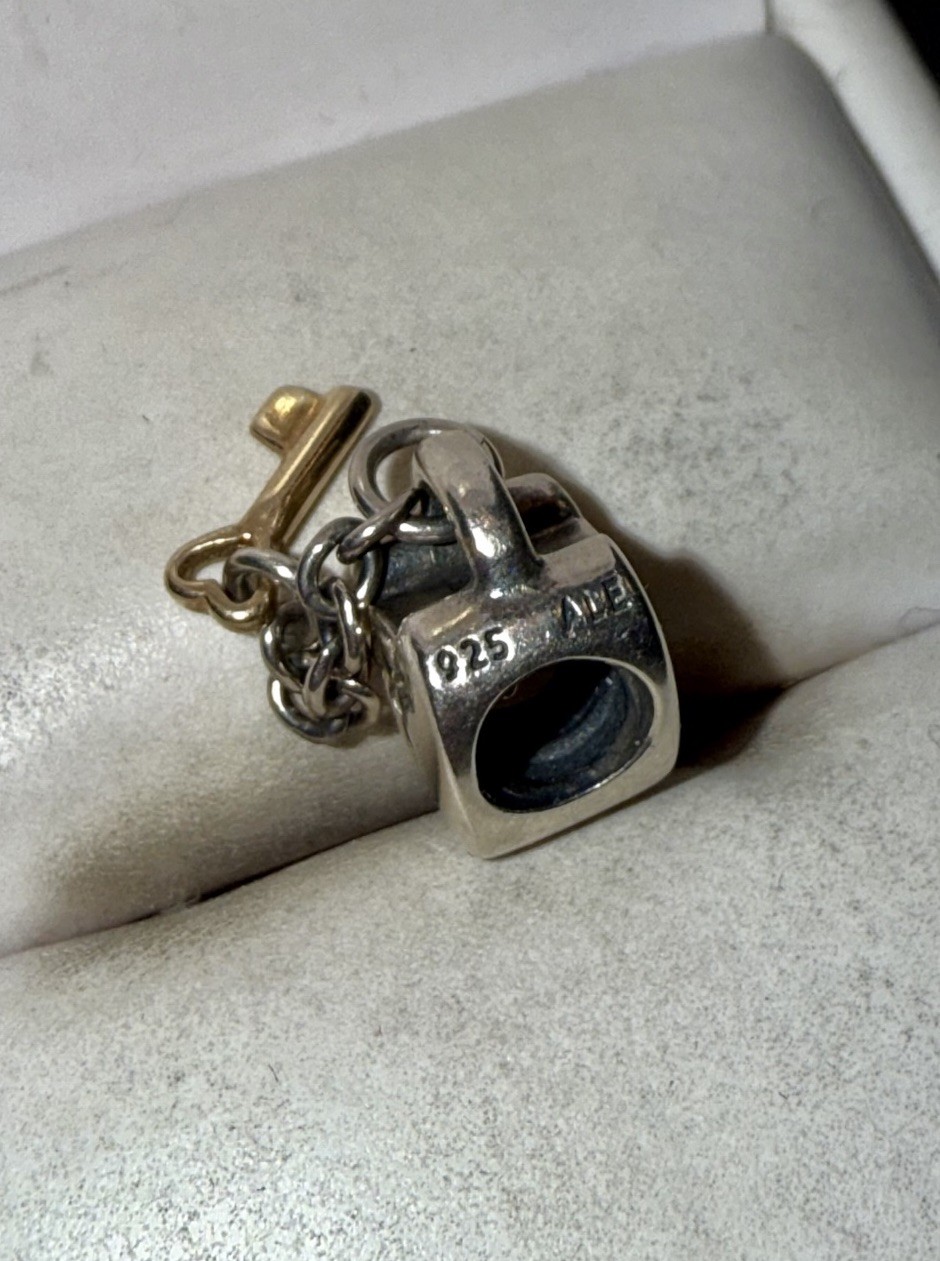 Authentic PANDORA Solid Sterling Silver Gold Key … - image 3