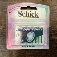 Schick Silk Effect Plus Refill Blades.  5 Cartridges Per Pack. Free Shipping.