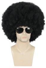 Adult Men Women Afro 70s 80s Curly Black Wig Rocker Party Wig California Hall...