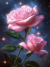 pigpigboss Pink Rose Diamond Art Painting Kit for Adult, 5D Full Round