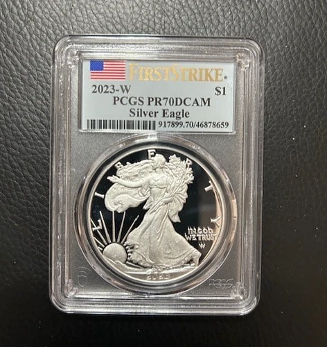 2023 W American Silver Eagle Proof 1oz PCGS PR70 DCAM FIRST STRIKE Flag Label