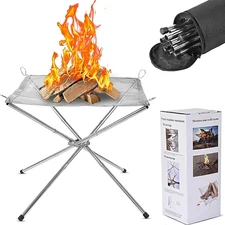 22Inch Portable Fire Pit for Camping,Large Upgrade Collapsing Stainless Steel Me