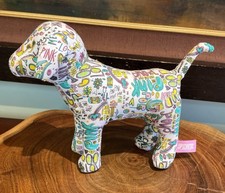Victoria's Secret Pink Dog - White Graffiti Print - Stuffed Plush 6  NWOT