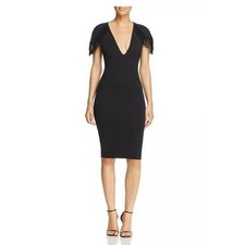 Nookie Mendez Fringe Glam Evening Bodycon Dress NWT Black size Small