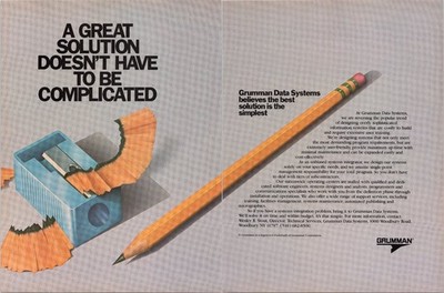 Grumman Data Systems Vintage Magazine Ad Pencil Sharpener 1987