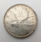 Canada 1966 25 Cents 25c Canadian Caribou Quarter Coin - 80% Silver - ASW .150oz