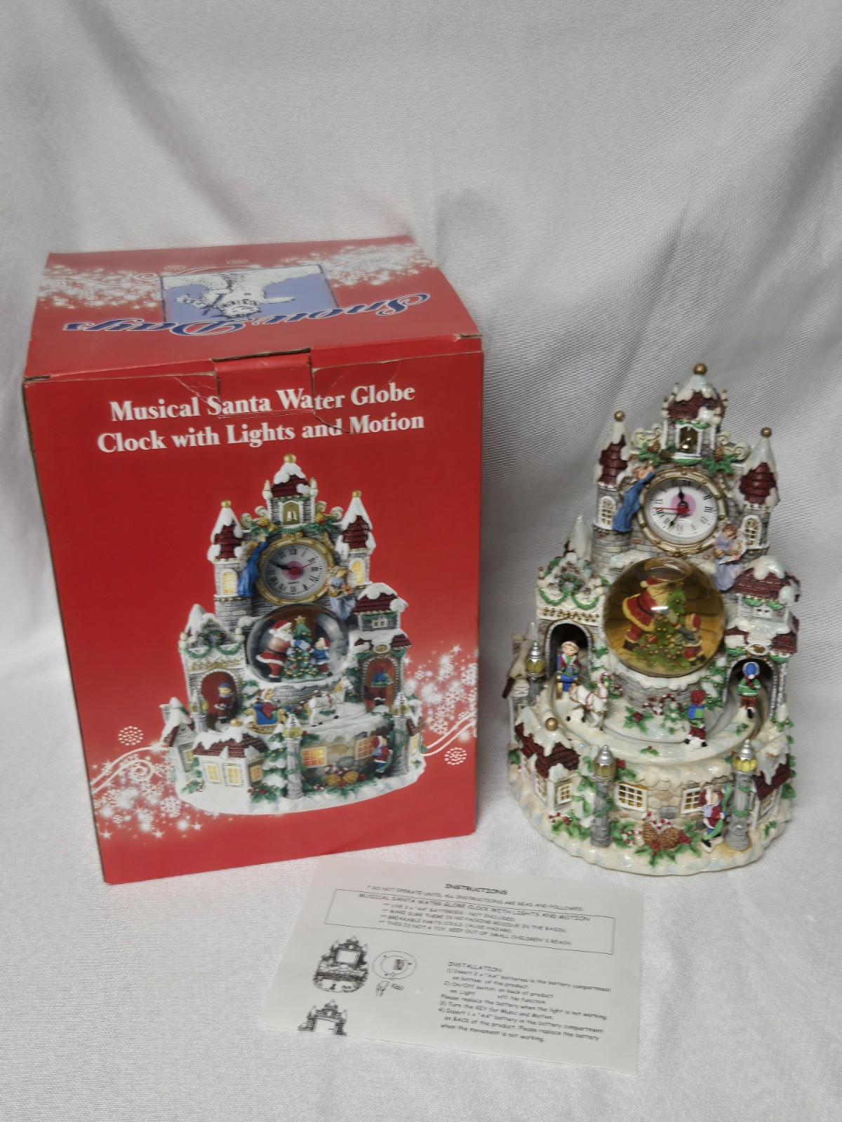 Snow Days Musical Santa Water Globe Clock with Lights and Motion *Read*