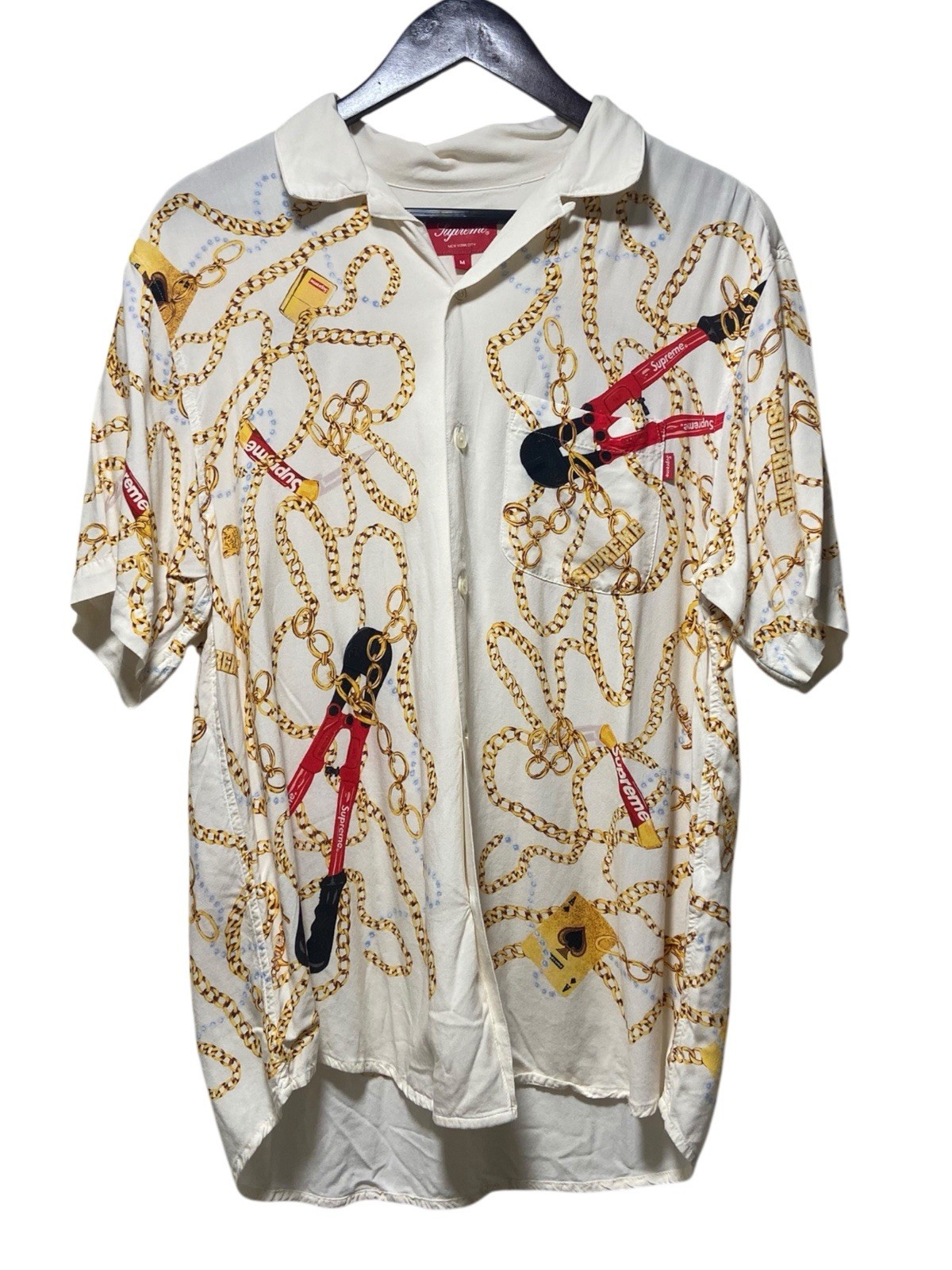 SUPREME GOLD CHAINS Size Medium Button Shirt Bolt… - image 1