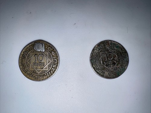 MOROCCO 1352 10 FRANCS MOHAMMED V SILVER