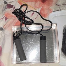 Adjustable Length Foam Grip Jump Rope Black Plastic Fitness Training