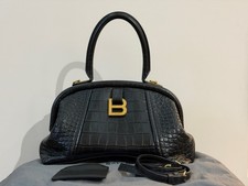 Balenciaga Editor Black Croc Embossed Leather...