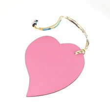 HERMES Petit Ash Heart Bag Charm Pink Gray Accessory Authentic From Japan