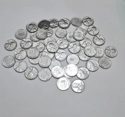 1943 High Grade Roll F-AU Lincoln Steel Cents Wheat Penny Cleaned