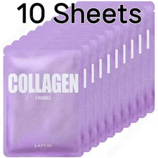 LAPCOS Daily Skin Mask Collagen Sheet 10PCS Firming Anti Wrinkle Vegan K-Beauty