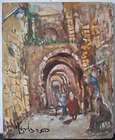 JERUSALEM JUDAICA Pnina Selivansky 1924-  Israeli artist OIL MASONITE PAINTING