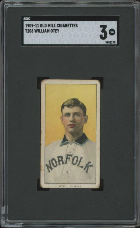 1909 T206 WILLIAM OTEY VG OLD MILL SL SGC 3 BASEBALL NORFOLK TARS