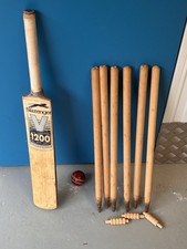 Rare Vintage Slazenger V1200 Supreme Adult SH Cricket Bat Rickets And Ball