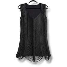 AM:PM by Espiral Black Fringe Lingerie Dress – Size Medium
