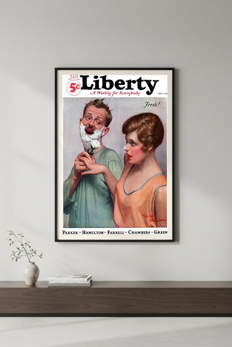 L'EXPRESS Le magazine アートポスター 🎨 Liberty Magazine Cover Poster c1930s by Leslie Thrasher - 24x36