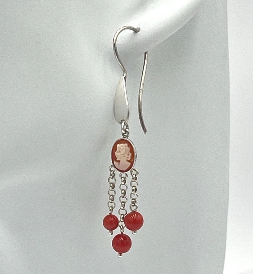 Corniola Artigianale Originale Massiccio 925 Argento Sterling Orecchini