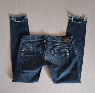 HERRLICHER Hüft Röhren Jeans Piper Slim Cropped D9666 5336 W28 Dunkel Blau Used