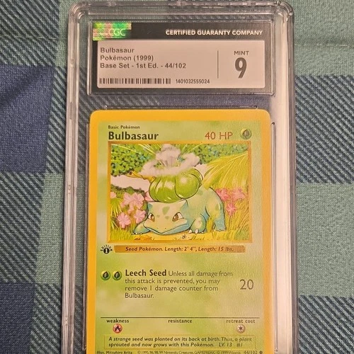 Bulbasaur 1st Edition Base Set Shadowless CGC 9 044/102 Pokémon TCG Card