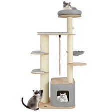 63'' Tall Modern Cat Tree w/ Perch Condo Hammock 5.6'' Scratching Posts