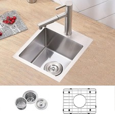 VCCUCINE 15"x15" Drop-in Bar Sink Topmount Stainless Steel RV Kitchen