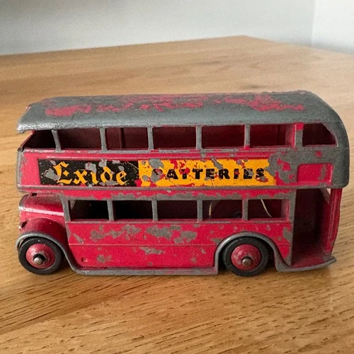 VINTAGE DINKY DOUBLE DECKER BUS - LEYLAND  ROUTE 73 - EXIDE BATTERIES - MECCANO