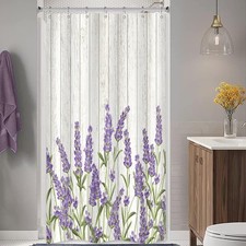 Small Stall Purple Lavender Shower Curtain 36Wx72H Inch RV Single Rustic Wood...