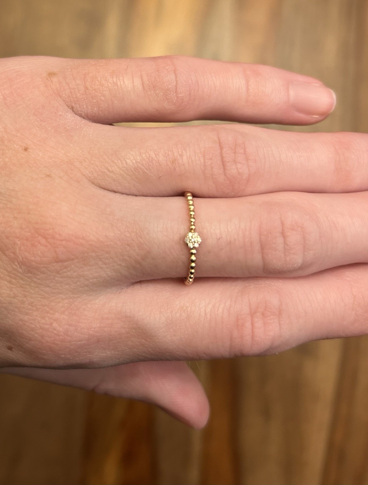 Solid 10k Rose Gold Beaded Stacking Ring Size 7 - image 5