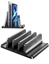3-Slot Vertical Laptop Stand Organizer, Laptop Storage Holder Made of Premium...