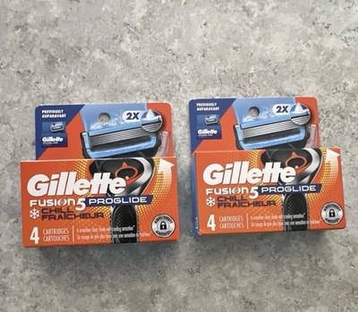 2X Gillette Fusion5 ProGlide Chill 5-Blade Refill Cartridges 4 Pk (8 Total)