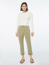 FRAME DENIM Le Beau Ankle Casual Chino Pants Washed Od Olive 235 B496 G29