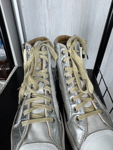 Diesel D-String Plus Hi-Top Sneakers White Silver Side Zip - Picture 13 of 23