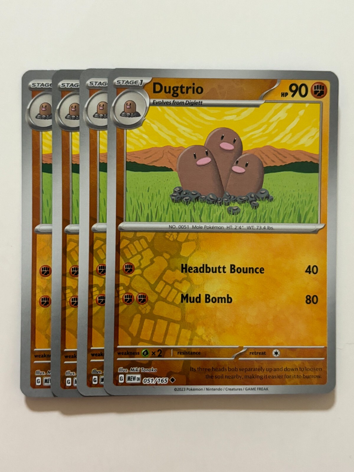 Pokemon Card 151 Reverse Holographic 4x Playset Dugtrio 051/165 Near Mint