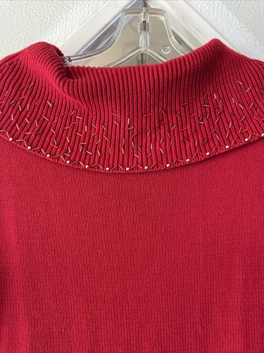 Vintage Women Theme Works By Kikit Red Christmas Sweater Poinsettia Size Small - Bild 11 von 11