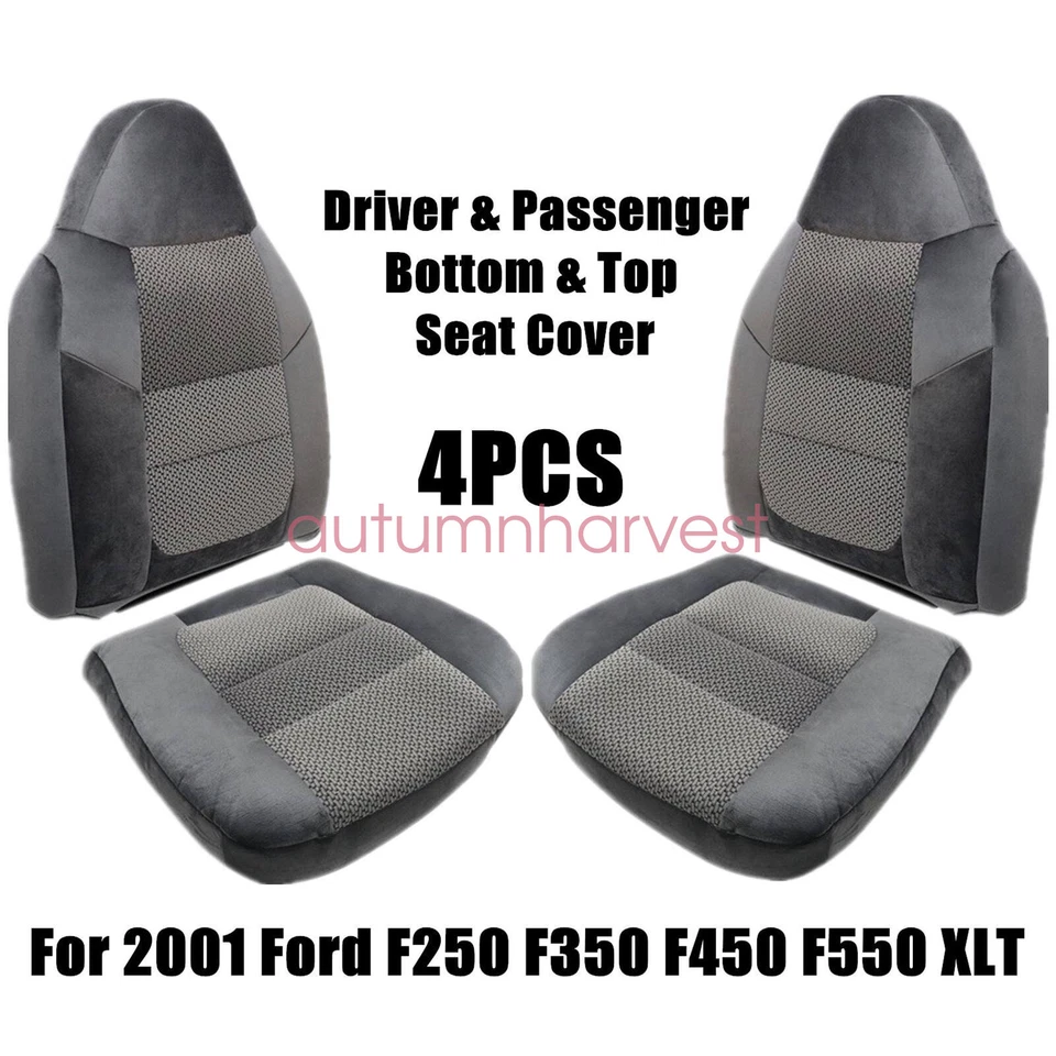 For 2001 Ford F250 F350 XLT Driver / Passenger Side Bottom / Top Seat Cover Gray Foto 2 de 4