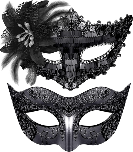 Goenb 2 Stück Venezianische Maske Damen Herren, Maskenball Maske Damen Herren - Bild 11 von 12