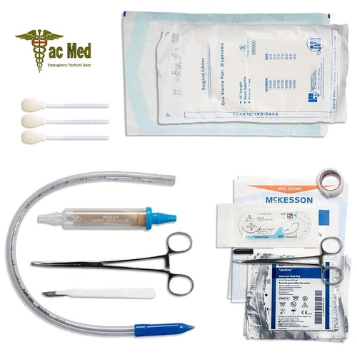 Tac Med Tactical Emergency Medical Chest Tube Thoracostomy Kit Heimlich Drain