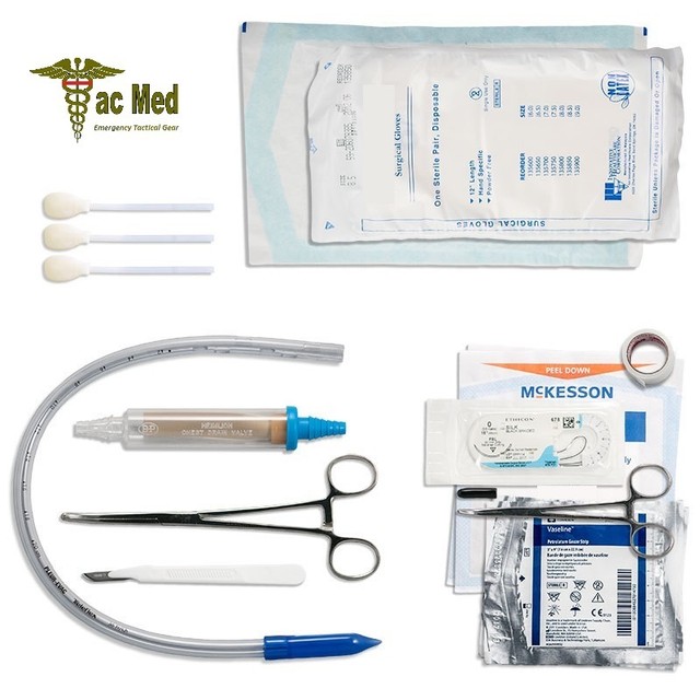 Tac Med Tactical Emergency Medical Chest Tube Thoracostomy Kit Heimlich