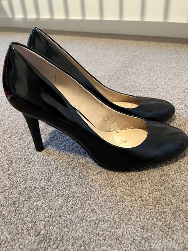 Nine West Black Patent Almond Toe Heels 
