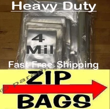 Clear Zip Seal Plastic Bags Heavy Duty 4Mil Reclosable Top Lock Zipper Baggies